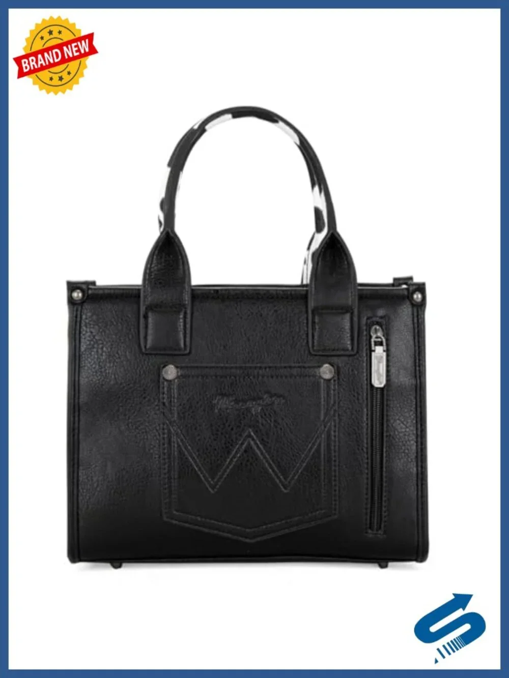 Medium Faux Leather Tote Bag with Cow Print and Detachable Crossbody Strap